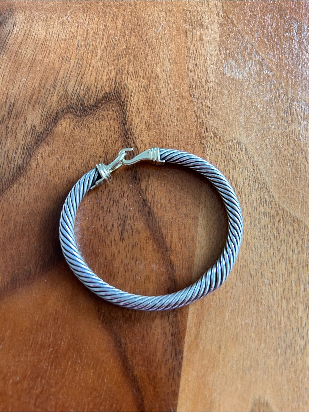 David Yurman Sterling Silver & 14K Gold Hook-and-Eye Cable Bracelet